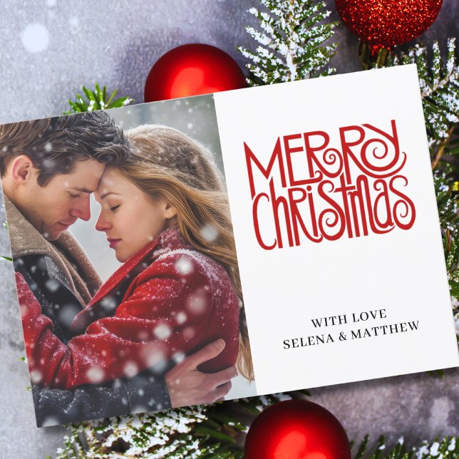 Foto för elegant Script God jul Julkort (Skapare uppladdad)