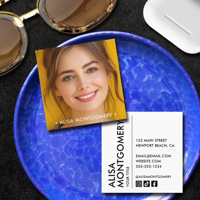Foto för enkel Chic Fyrkantigt Visitkort (Simple Chic Photo 2.5" Square Business Cards)