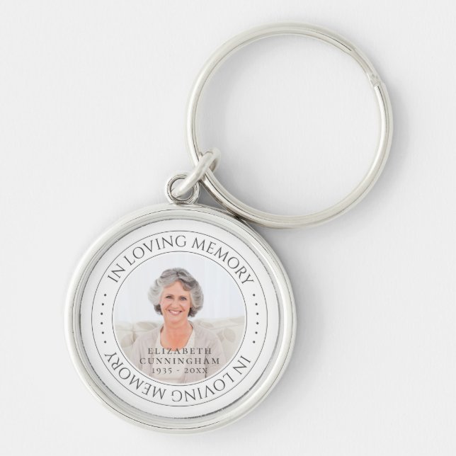 Foto för enkel Elegant av minnesminnesminnesminne  Rund Silverfärgad Nyckelring (Framsidan)