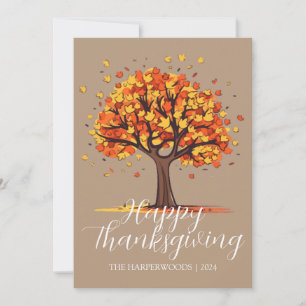 Foto för enkel Fall Träd Happy thanksgiving-familj Julkort