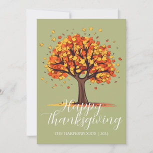Foto för enkel Fall Träd Happy thanksgiving-familj Julkort