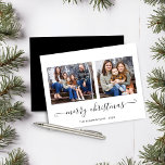 Foto för enkel God jul för BUDGET-skript<br><div class="desc">BUDGET Simple Script Modern God jul Photo Helgdag Card med två av dina favoritfoton och ett enkelt skript med elegant God jul hälsning. Baksidan är en elegant, svart. Perfekt för dina helgdagskort i år! **Vårt papper i BUDGETEN är mindre, ljusare och känsligare, men ändå vackert! Glöm inte kuverten!** Kontakta oss...</div>