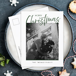 Foto för enkel Grönt av minimalistiskt God jul Helg Vykort