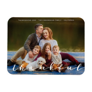 Foto för enkel skriptfamilj med Thanksgiving Magnet