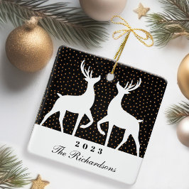 Foto för familjen Black & Guld Confetti Reindeer J Julgransprydnad Keramik