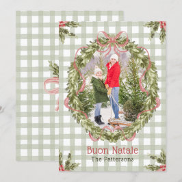 Foto för familjen Buon Natale Watercolor Blommigt  Julkort