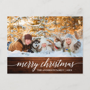 Foto för familjen Calligraphy Wood God jul Vykort