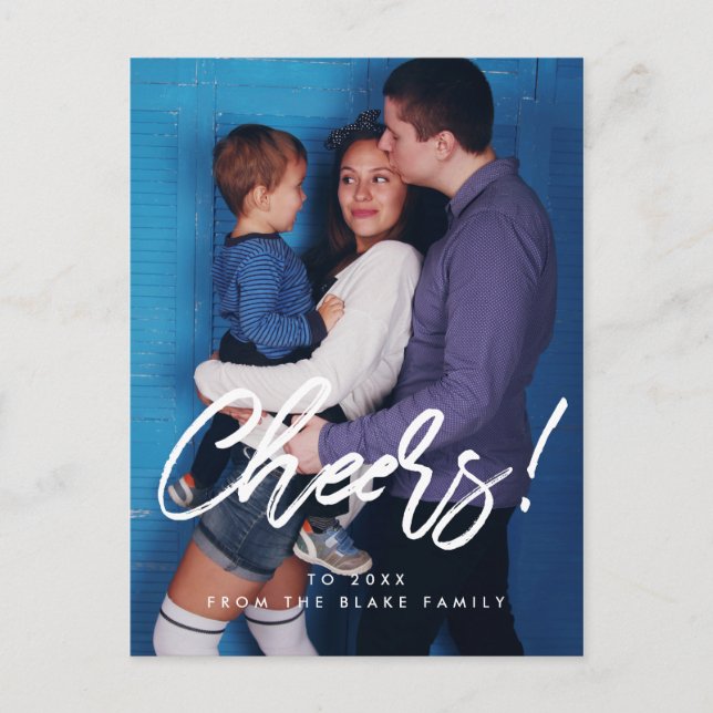 Foto för familjen Cheer Modern New Year Vykort (Framsida)