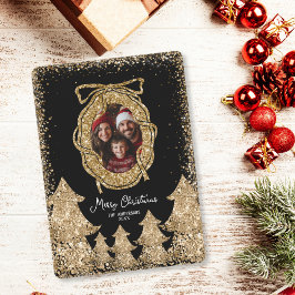 Foto för familjen Cute Glitter Guld God jul Inbjudningar