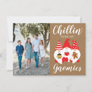 Foto för familjen Cute Jul Gnomes Julkort