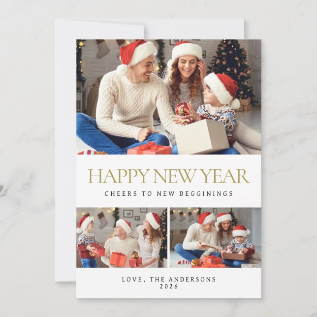 Foto för familjen Elegant Minimal Gott nytt år Julkort (Framsida)