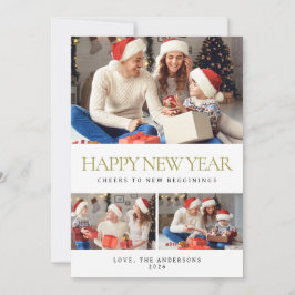 Foto för familjen Elegant Minimal Gott nytt år Julkort