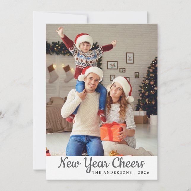 Foto för familjen Elegant Minimal Gott nytt år Julkort (Framsida)
