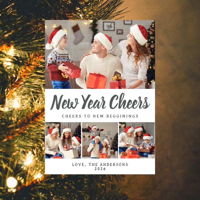 Foto för familjen Elegant Minimal Gott nytt år Julkort (Skapare uppladdad)