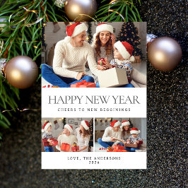 Foto för familjen Elegant Minimal Gott nytt år Julkort