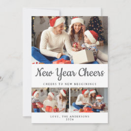 Foto för familjen Elegant Minimal Gott nytt år Julkort