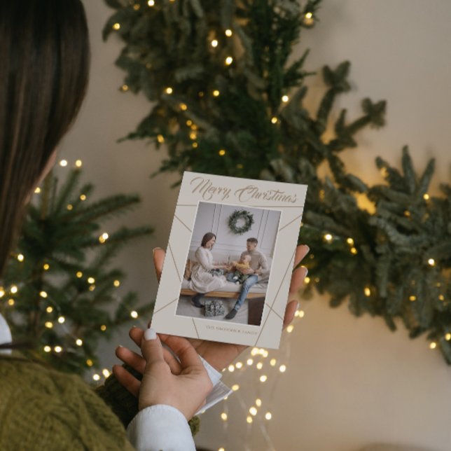 Foto för familjen Geometric Mocha Beige God jul Julkort (Skapare uppladdad)