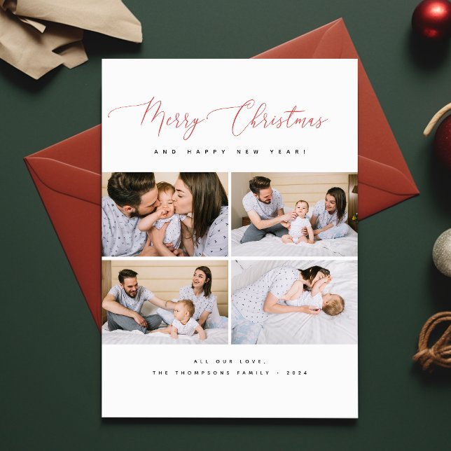 Foto för familjen god jul & Gott nytt år 4 Julkort (Skapare uppladdad)
