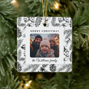 Foto för familjen god jul Gräs Cone Julgransprydnad Keramik