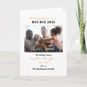 Foto för familjen Gott nytt år Hand-Lettered Helgkort