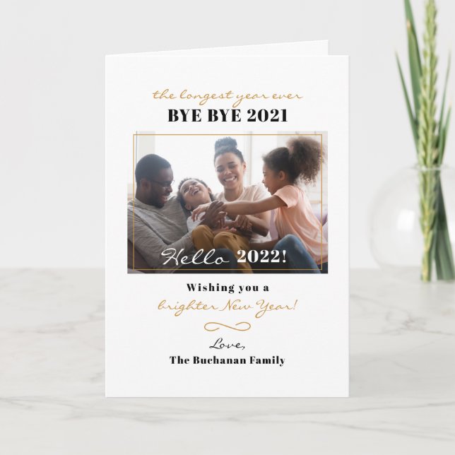 Foto för familjen Gott nytt år Hand-Lettered Helgkort (Framsida)