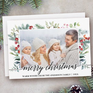 Foto för familjen Greenery i julklapp Julkort