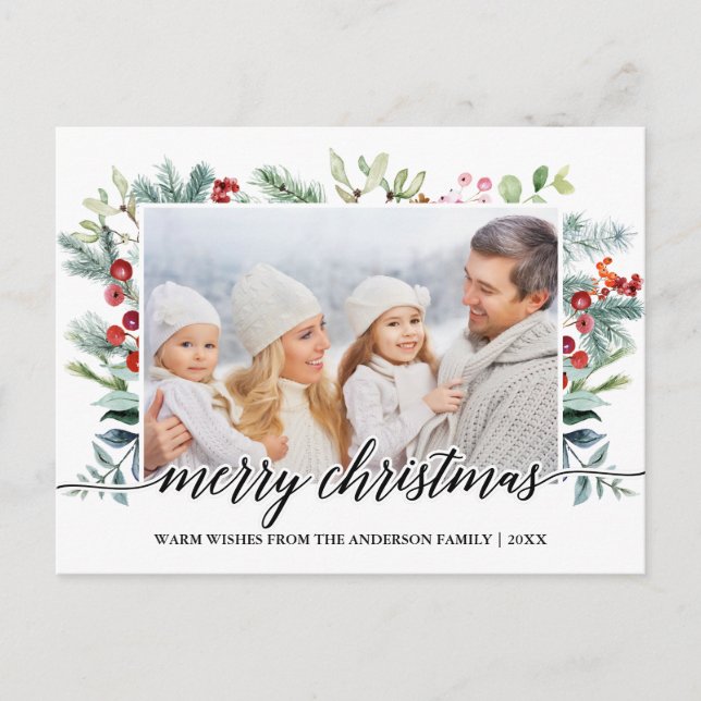 Foto för familjen Greenery i julklapp Vykort (Framsida)