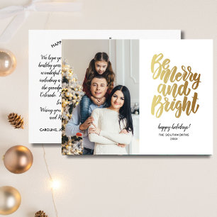 Foto för familjen Guld Merry och Bright Glad helg Vykort