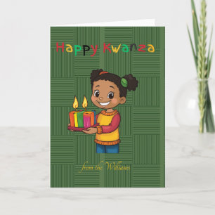 Foto för familjen Lycklig Kwanzaa African Girl Can Helgkort