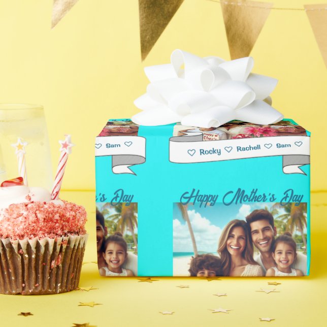 Foto för familjen Lycklig Mors dag Anpassningsbar Presentpapper (Födelsedagsfest)