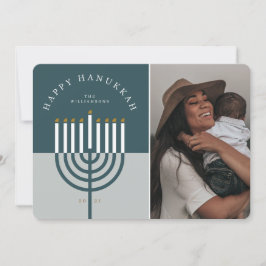 Foto för familjen Menorah Candle i lycklig Hanukka Julkort
