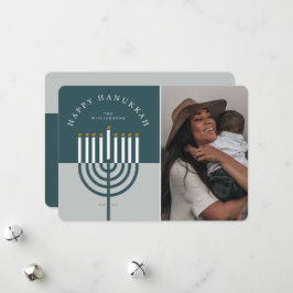 Foto för familjen Menorah Candle i lycklig Hanukka Julkort