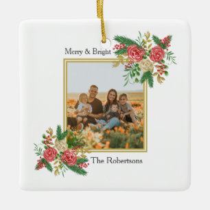 Foto för familjen Merry och Bright Blommigt Julgransprydnad Keramik