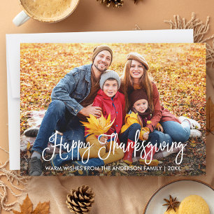 Foto för familjen Modern Calligraphy Happy thanksg Julkort