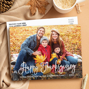 Foto för familjen Modern Calligraphy Happy thanksg Vykort