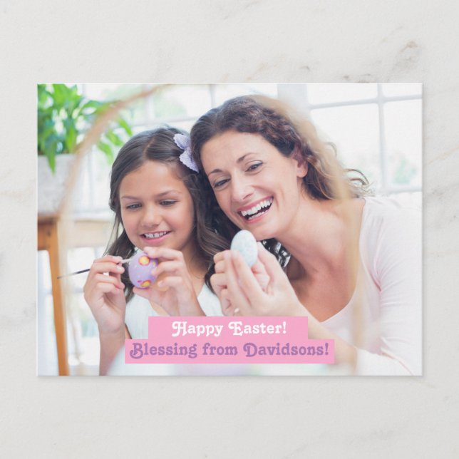 Foto för familjen Modern Elegant Glad påsk Vykort (Framsida)