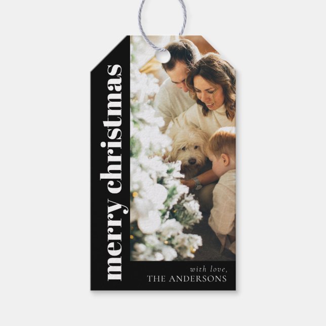 Foto för familjen Modern Elegant God jul Presentetikett (Framsidan)