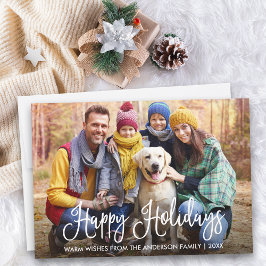 Foto för familjen Modern Roligt Calligraphy Glad h Julkort