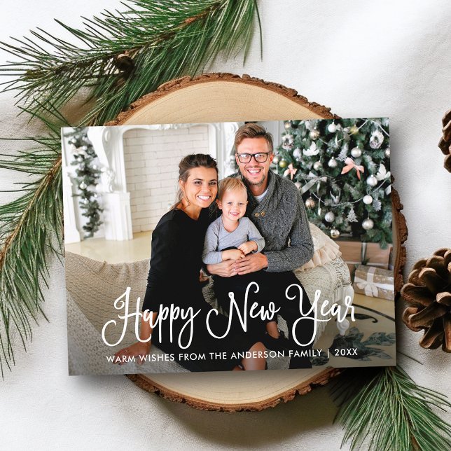Foto för familjen Modern Roligt Calligraphy Gott n Vykort (Customize to change your personalized text size or text style.)