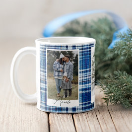 Foto för familjen mysigt Blue and Navy Play Flanal Kaffemugg