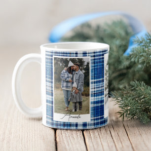 Foto för familjen mysigt Blue and Navy Play Flanal Kaffemugg