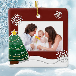 Foto för familjen Papercut Snöflingor Julgran Julgransprydnad Keramik