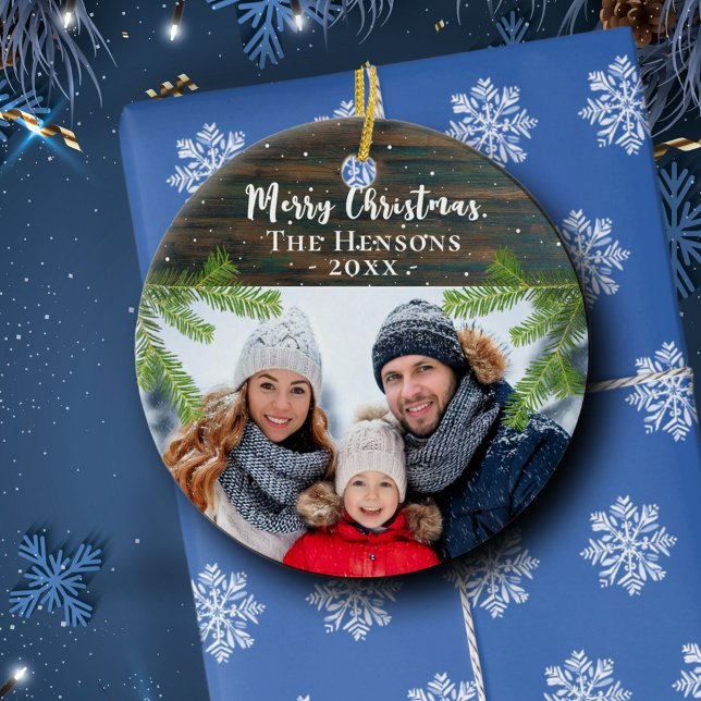 Foto för familjen Rustic Wood Gräs God jul Julgransprydnad Keramik (Skapare uppladdad)