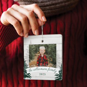 Foto för familjen Rustic Wood Gräs Julgranar Julgransprydnad Keramik