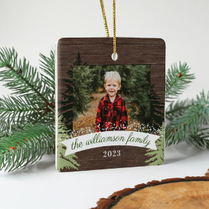 Foto för familjen Rustic Wood Gräs Julgranar Julgransprydnad Keramik