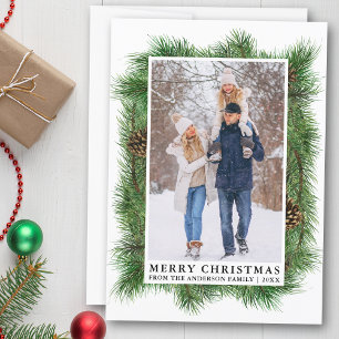 Foto för familjen Watercolor Gräs Ram Julkort