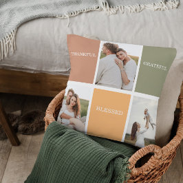 Foto för Family Collage | Tack och lov tacksam väl Kudde