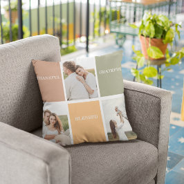 Foto för Family Collage | Tack och lov tacksam väl Kudde