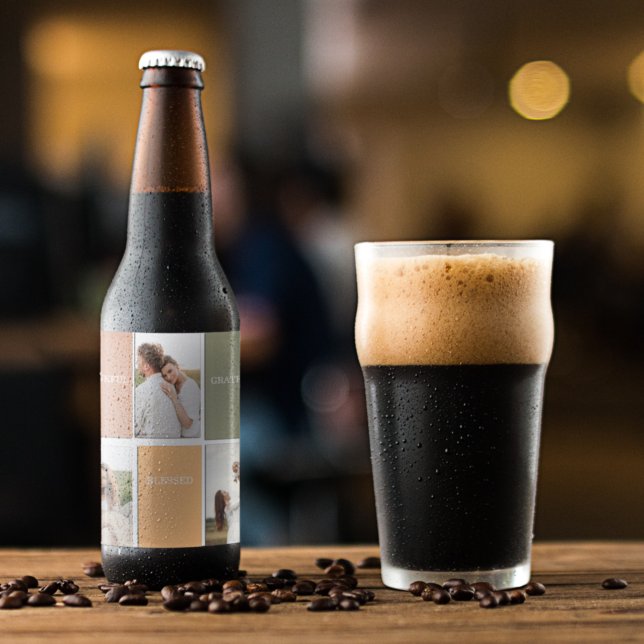 Foto för Family Collage | Tack och lov tacksam väl Ölflaska Etikett (Skapare uppladdad)