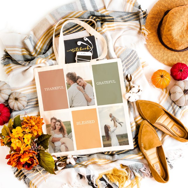 Foto för Family Collage | Tack och lov tacksam väl Tygkasse (Skapare uppladdad)